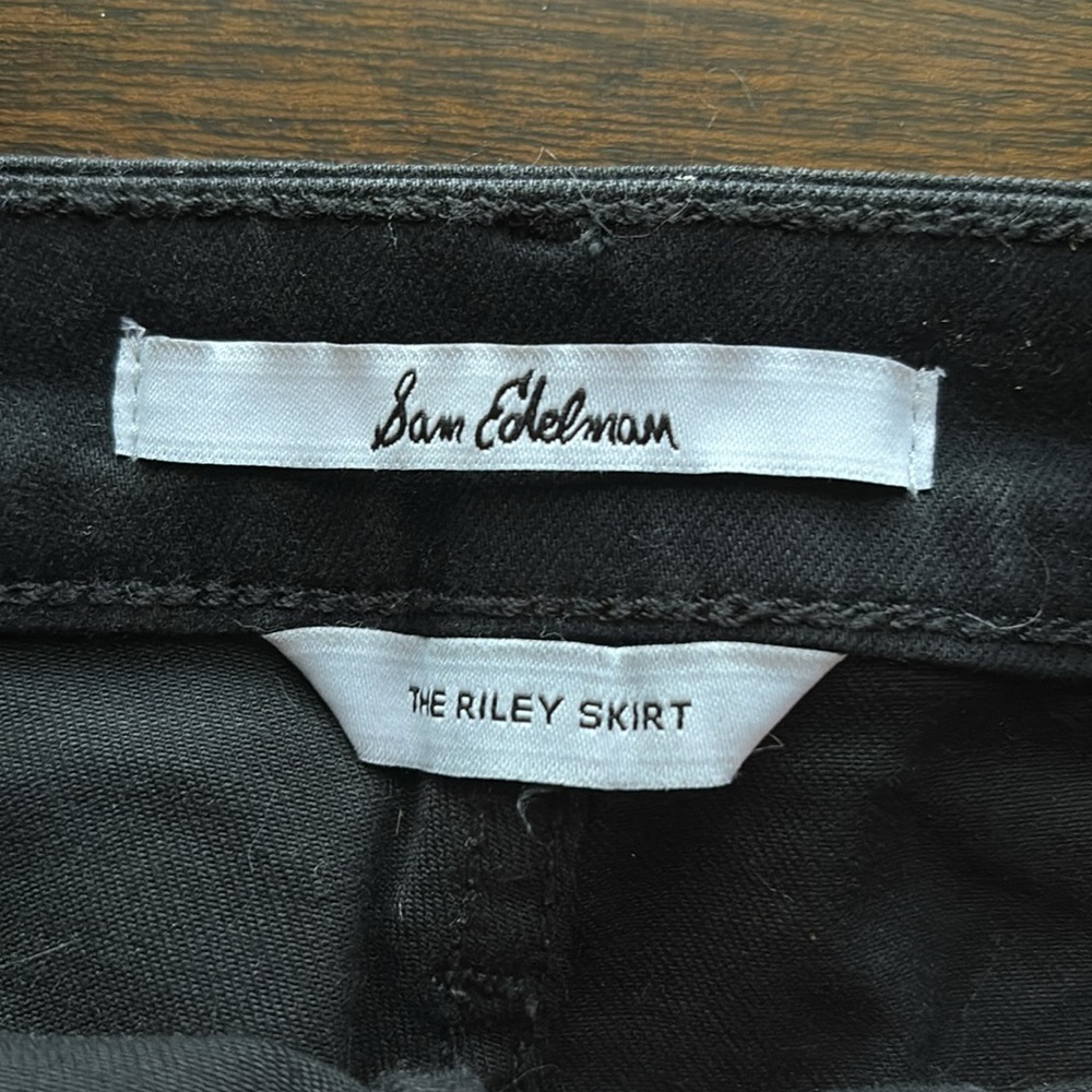 SAM EDELMAN “the Riley skirt” coated denim in jet black - Picture 4 of 7